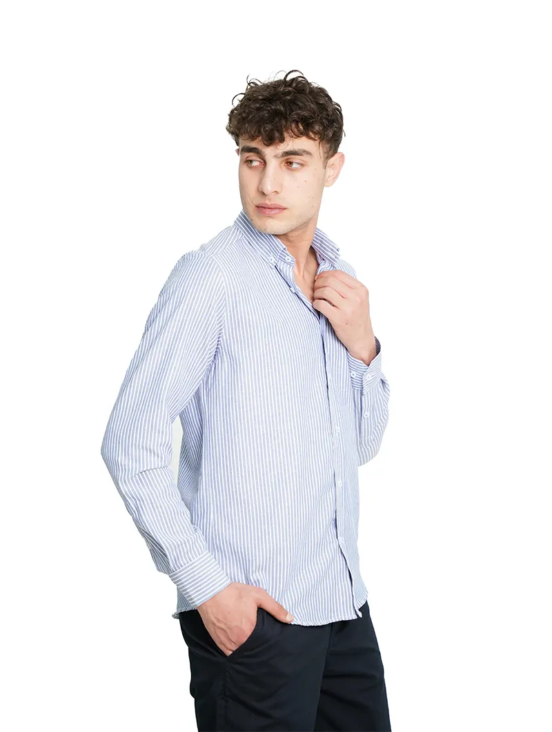 Chemise en coton lin rayée